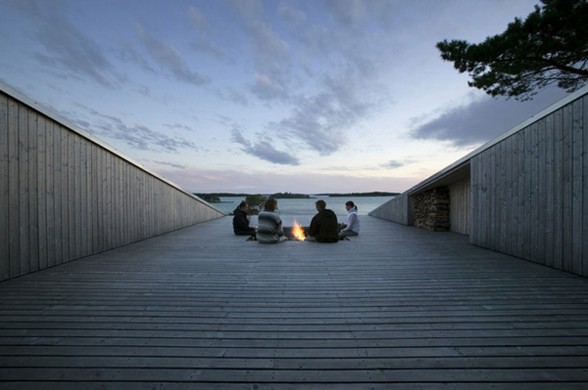 Lake House Design with Unusual Architecture in Finland Landscape - Terrace