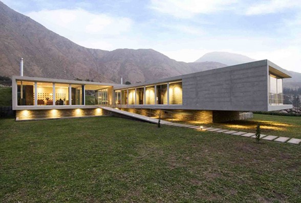 Large Concrete House Design with Glass Façade and Breathtaking Views in Andes