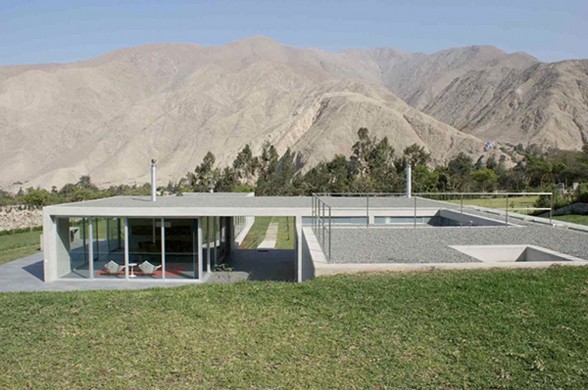 Large Concrete House Design with Glass Façade and Breathtaking Views in Andes - Rooftop View