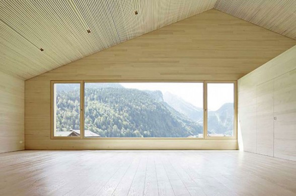 Minimalist Wooden House Ideas by Bernardo Bader - Top Room