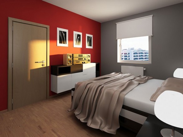 Modern Apartment Design with Red Interior Ideas from Studio Neopolis Slovakia - Bedroom