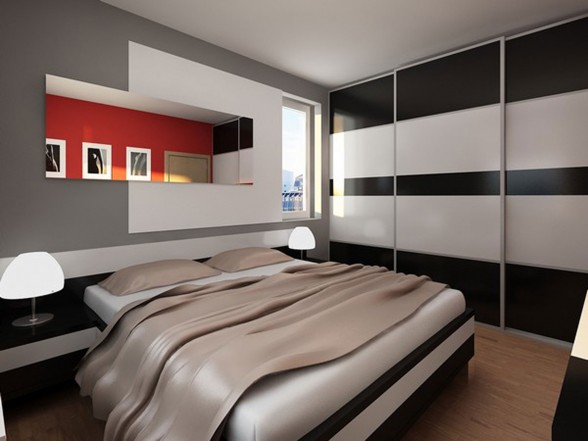 Modern Apartment Design with Red Interior Ideas from Studio Neopolis Slovakia - Cozy Bed