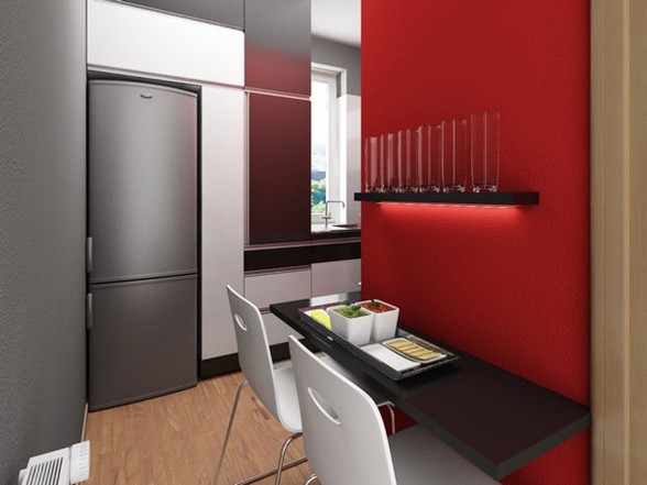 Modern Apartment Design with Red Interior Ideas from Studio Neopolis Slovakia - Dining Table