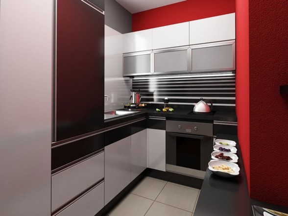 Modern Apartment Design with Red Interior Ideas from Studio Neopolis Slovakia - Kitchen