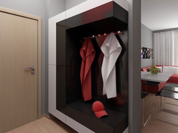 Modern Apartment Design with Red Interior Ideas from Studio Neopolis Slovakia - Wardrobe
