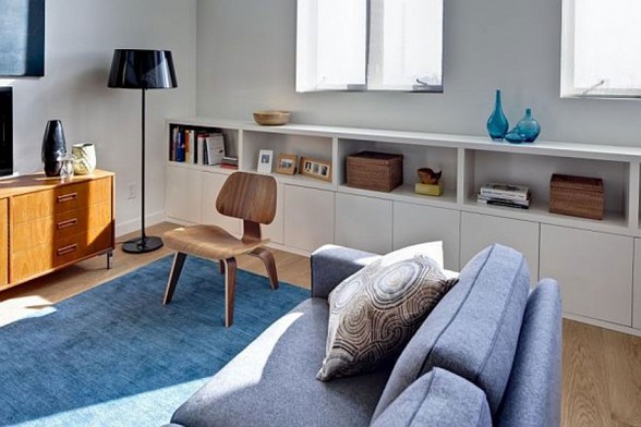 Modern Apartment Ideas from Beauparlant Design, the Riverdale Loft - Blue Couch