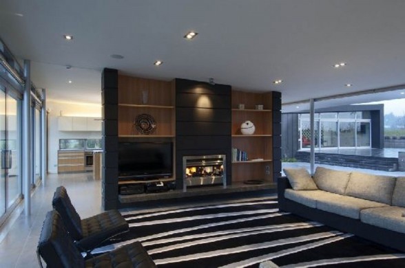 New Zealand Retreat, Modern Style in Solid Boxes Architecture - Livingroom