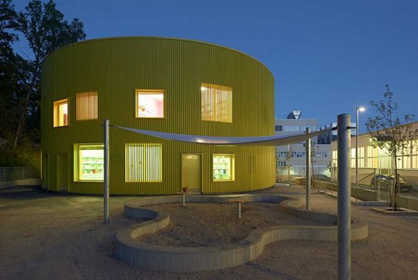 Nursery School Building in Yellow Color in SwedenYellow