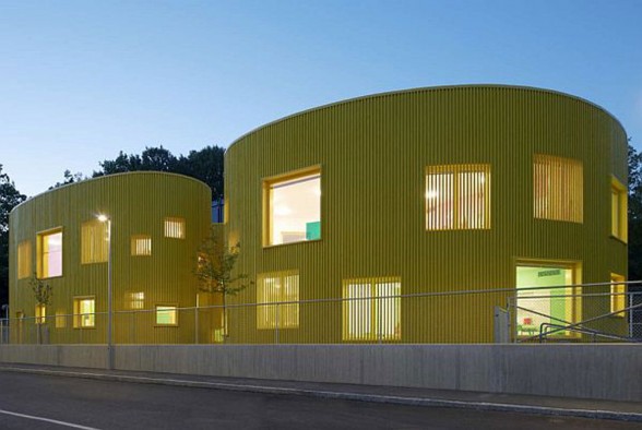 Nursery School Building in Yellow Color in SwedenYellow - Facade