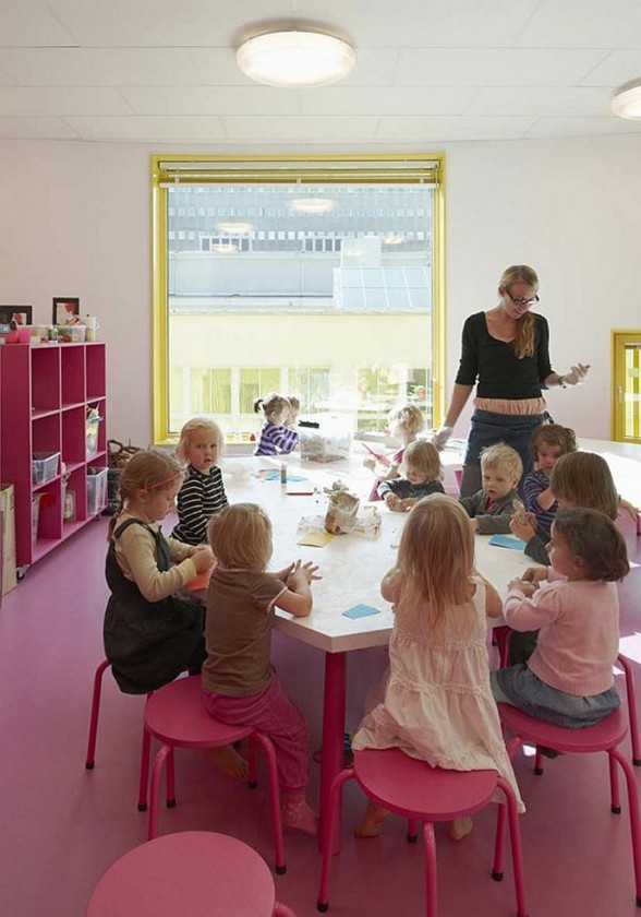 Nursery School Building in Yellow Color in SwedenYellow - Top Floor