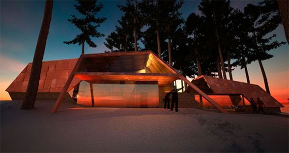 Retro Futuristic Retreat House Design in Sweden - Facade