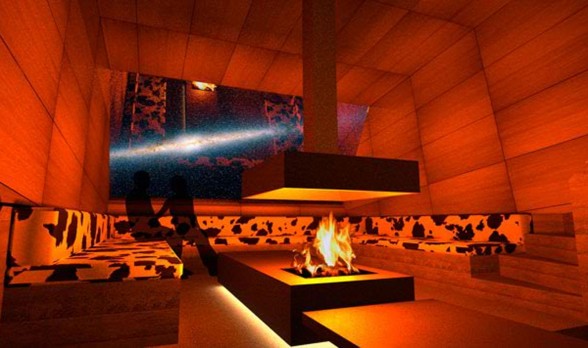Retro Futuristic Retreat House Design in Sweden - Fireplace