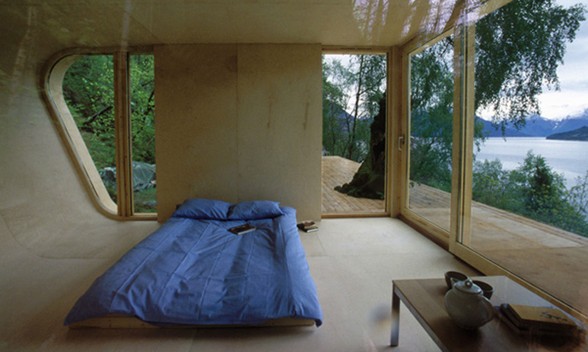 Small Lake House Architecture from Wooden Materials - Bedroom