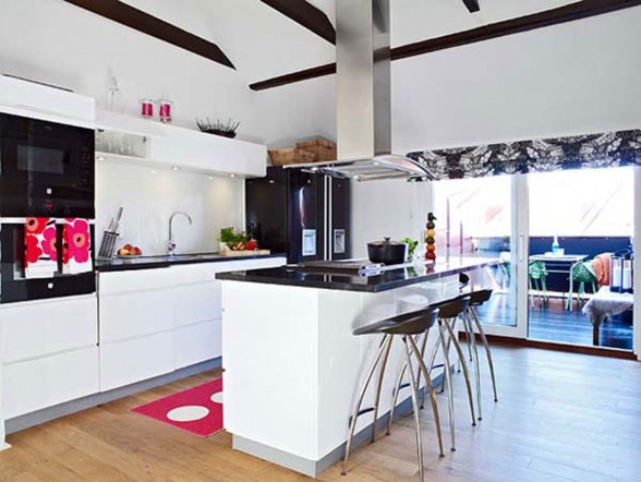 Small Loft with Efficient Placement of Furniture - Modern Kitchen
