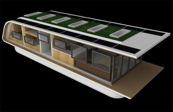 SolarHome, Modern Mobile Floating House Concept from Kingsley Architecture - Back