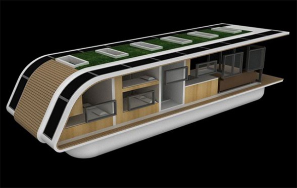 SolarHome, Modern Mobile Floating House Concept from Kingsley Architecture - Front