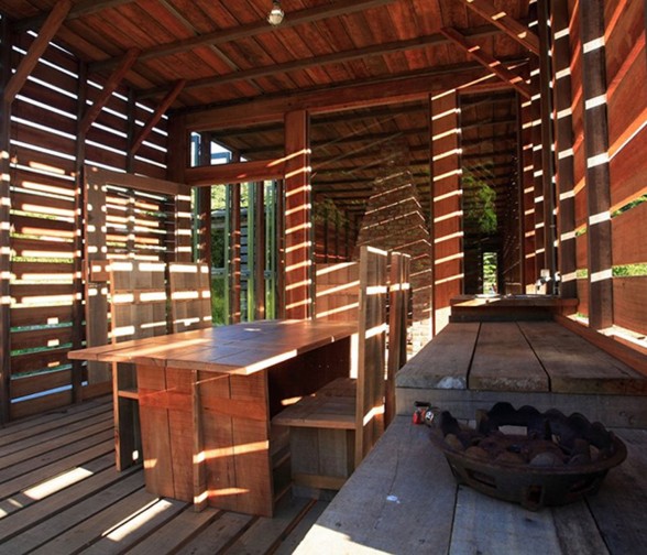 Timber House with Mahogany Materials from Marco Casagrande - Dining Table