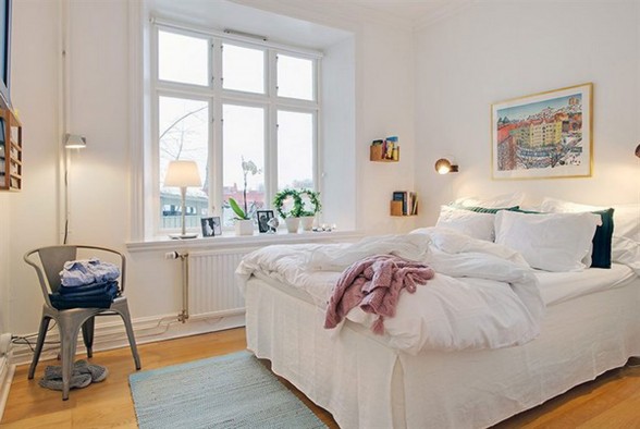 White Apartment Interior Ideas in Sweden - Bedroom