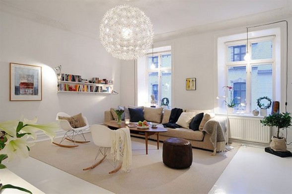White Apartment Interior Ideas in Sweden - Livingroom