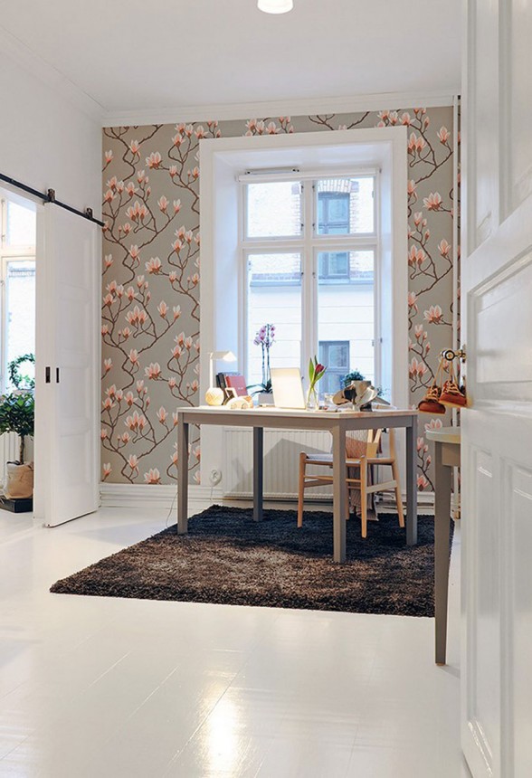 White Apartment Interior Ideas in Sweden - Working desk