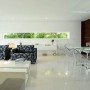 White Contemporary House in Brazil with Swimming Pool: White Contemporary House In Brazil With Swimming Pool   Glass Dining Table