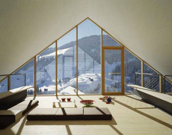 Wooden Mountain House in Swiss Alps from Drexler Guinand Jauslin - Balcony