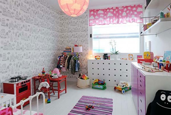 Beautiful Interior Design of Small Apartment in 7 Floor Building of Linnestaden - Kids Room