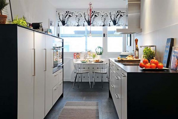 Beautiful Interior Design of Small Apartment in 7 Floor Building of Linnestaden - Kitchen