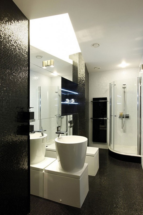 Gorgeous Apartment Plans with Modern Details from Geometrix Design in Moscow - Black Bathroom