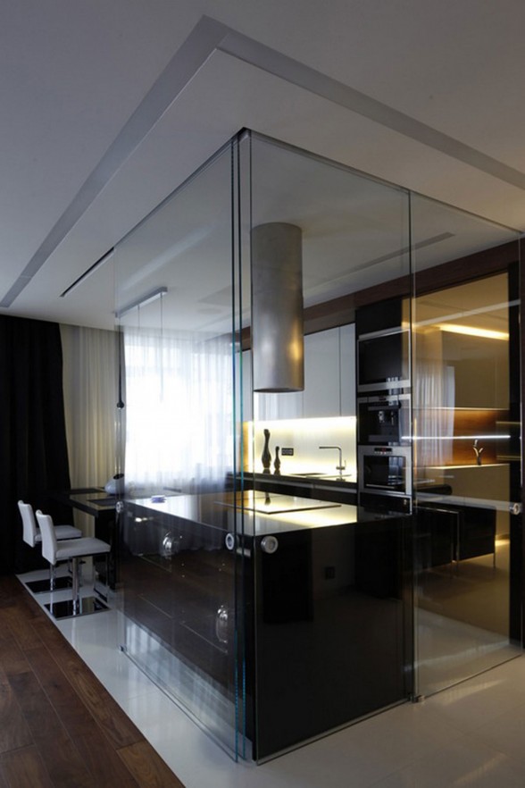 Gorgeous Apartment Plans with Modern Details from Geometrix Design in Moscow - Glass Dining Room