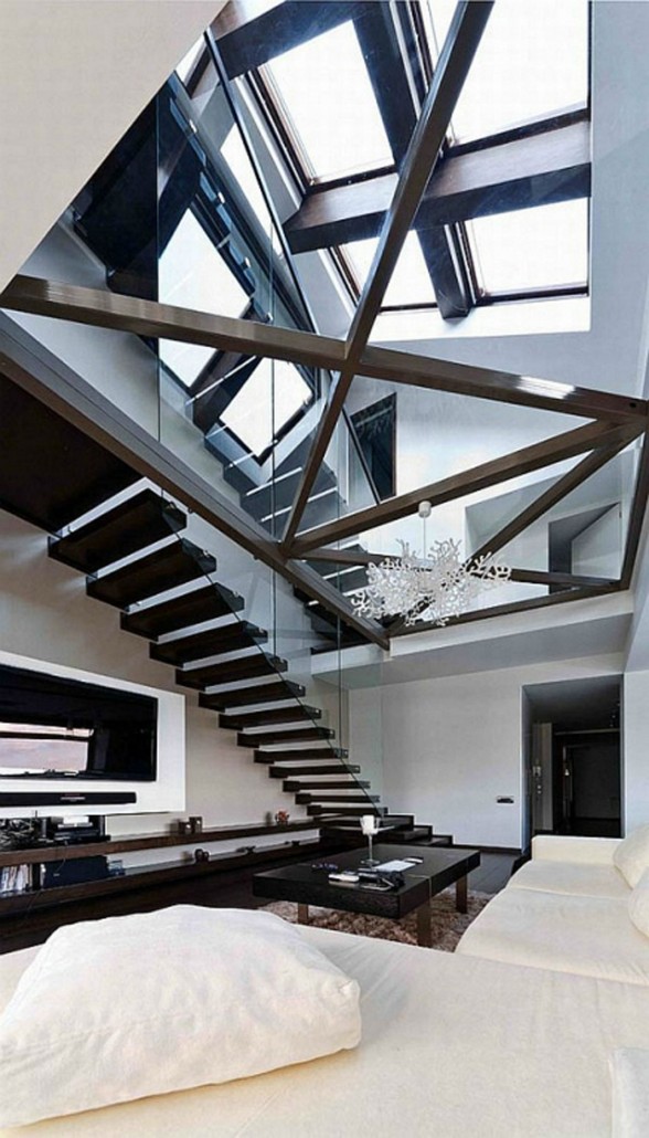 Modern Glass House in Romania by In Situ Architect - Staircase and Ceiling