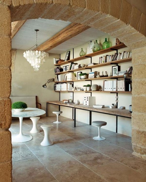 Modern Home Design in France, Redesigning from an Old Oil Mill Factory - Book Rack