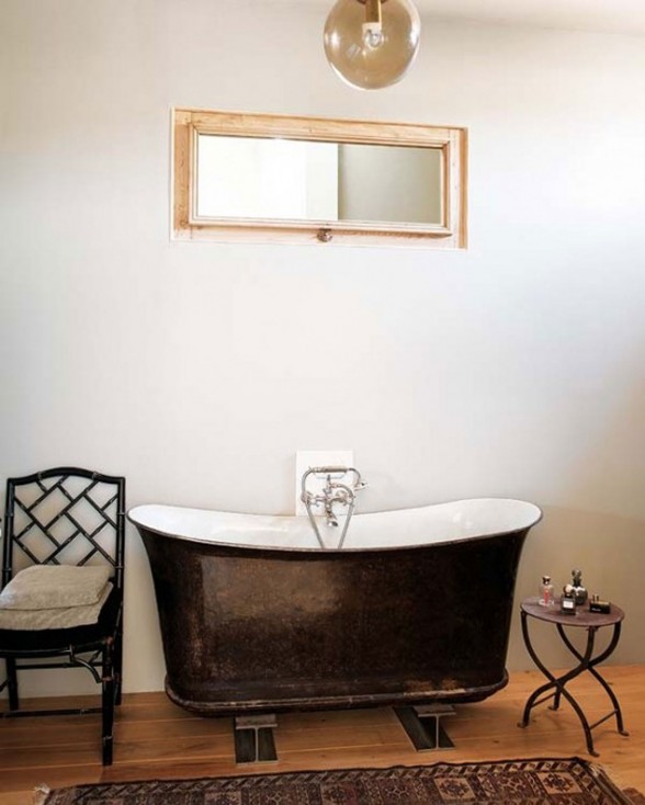 Modern Home Design in France, Redesigning from an Old Oil Mill Factory - Classic Bathtub