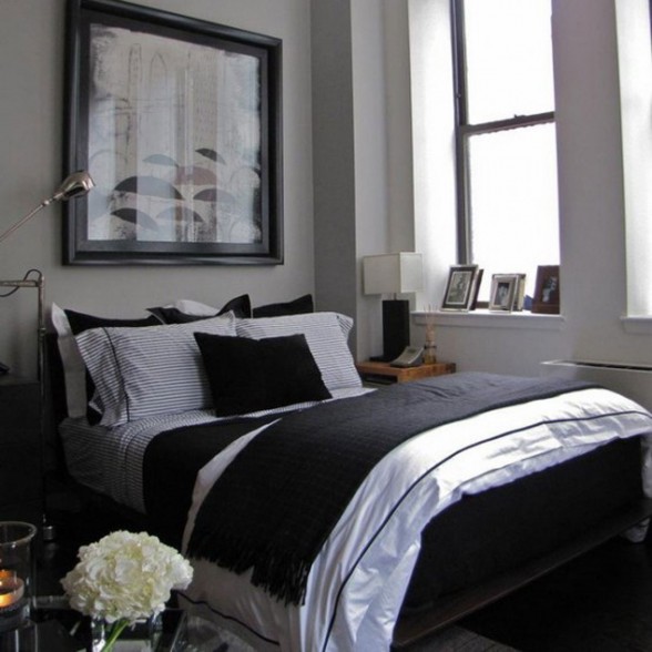 A Bachelor Loft in Small Apartment Area and Efficient Placement of Interior - Black Bedroom