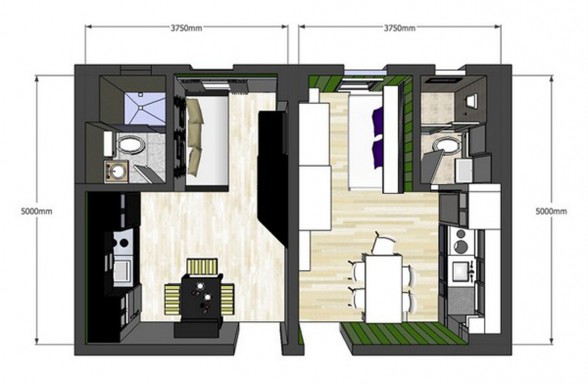 An Astrid Sangil Project in a 20sqm Apartment Area with Twins Design - Plan