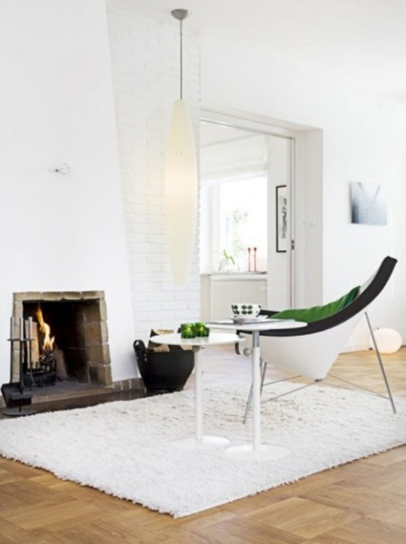 Bright White Interior Ideas from a 50s Scandinavian House - Fireplace