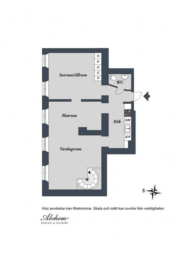 Elegant White Interior Design of a Minimalist Duplex Apartment Plans - Blueprint