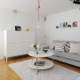 Elegant White Interior Design of a Minimalist Duplex Apartment Plans: Elegant White Interior Design Of A Minimalist Duplex Apartment Plans   Grey Couch