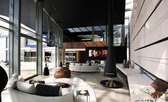 Modern Complex House Face the Lake Geneva by SAOTA Architect - Fireplace