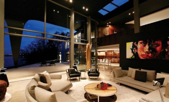 Modern Complex House Face the Lake Geneva by SAOTA Architect - Livingroom