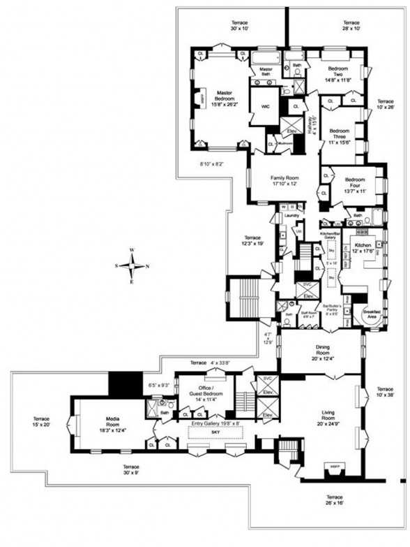 Various Style in Park Avenue Penthouse, a Manhattan Complete Apartment Ideas - Blueprint