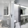 Futuristic A-Cero Apartment Designs with Black and White Dining Room Ideas: Minimalist Bathroom Designs