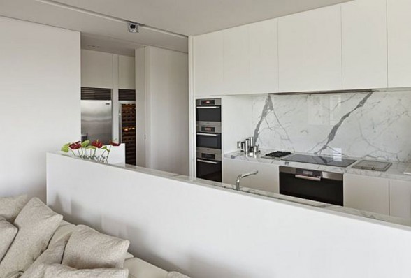 minimalist white kitchen space