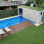 Welcoming Casa Acapulco Home Designs with Fine-Look Exterior and Interior: Blue Scheme Backside Swimming Pool