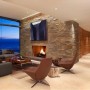 Outstanding Seaside Home Designs with Panoramic View Layouts: Warm Huge Living Room