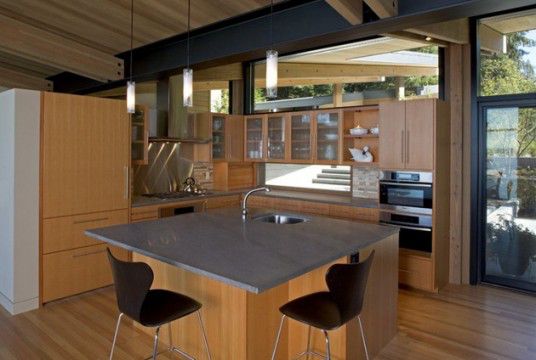 Kitchen Glass and Wooden Cabin