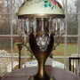 Electrified Oil Lamp Handpainted Design: Amazing Electrified Oil Lamp Design Half Round Top Crystal Accesories