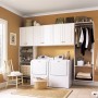Laundry Cabinet Design for Home: Modern Brown Laundry Room White Laundry Cabinet Two Washing Machines