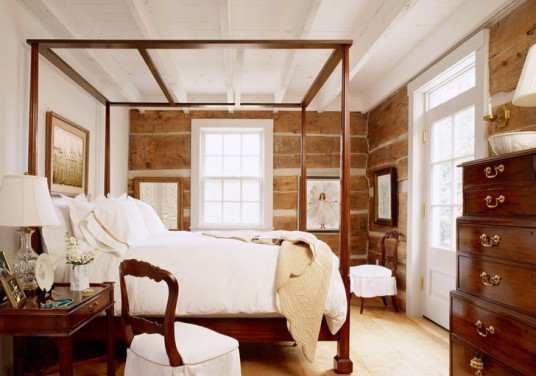 Rustic Master Bedroom Design Canopy Bed Beams Ceiling