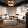 Master Bedroom Maximization for Small Room: Stunning Master Bedroom Interior Design Round Bed Cream Rug